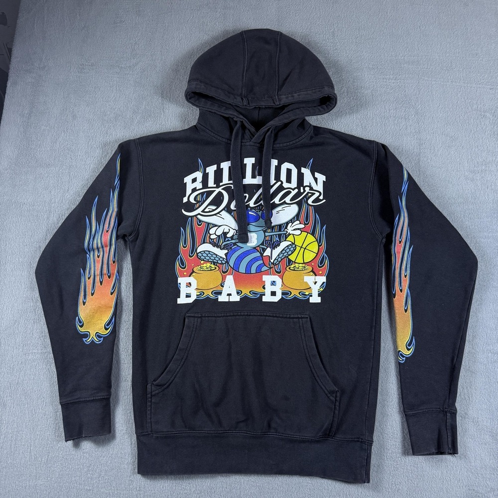 Billion Dollar Baby Hoodie Mens Small Black Basketball Flame Graphic Pullover